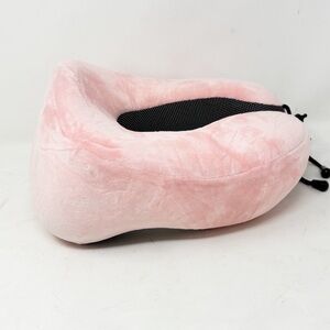 TALLGO Pink Velour Memory Foam Travel Pillow Airplane Air Travel Comfort OS